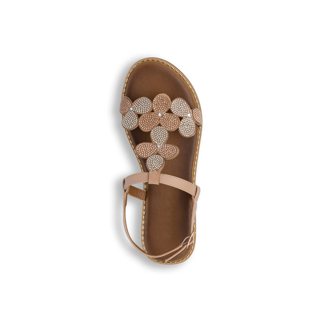 Sandali flat nude da Donna con dettaglio gioiello strass Lora Ferres