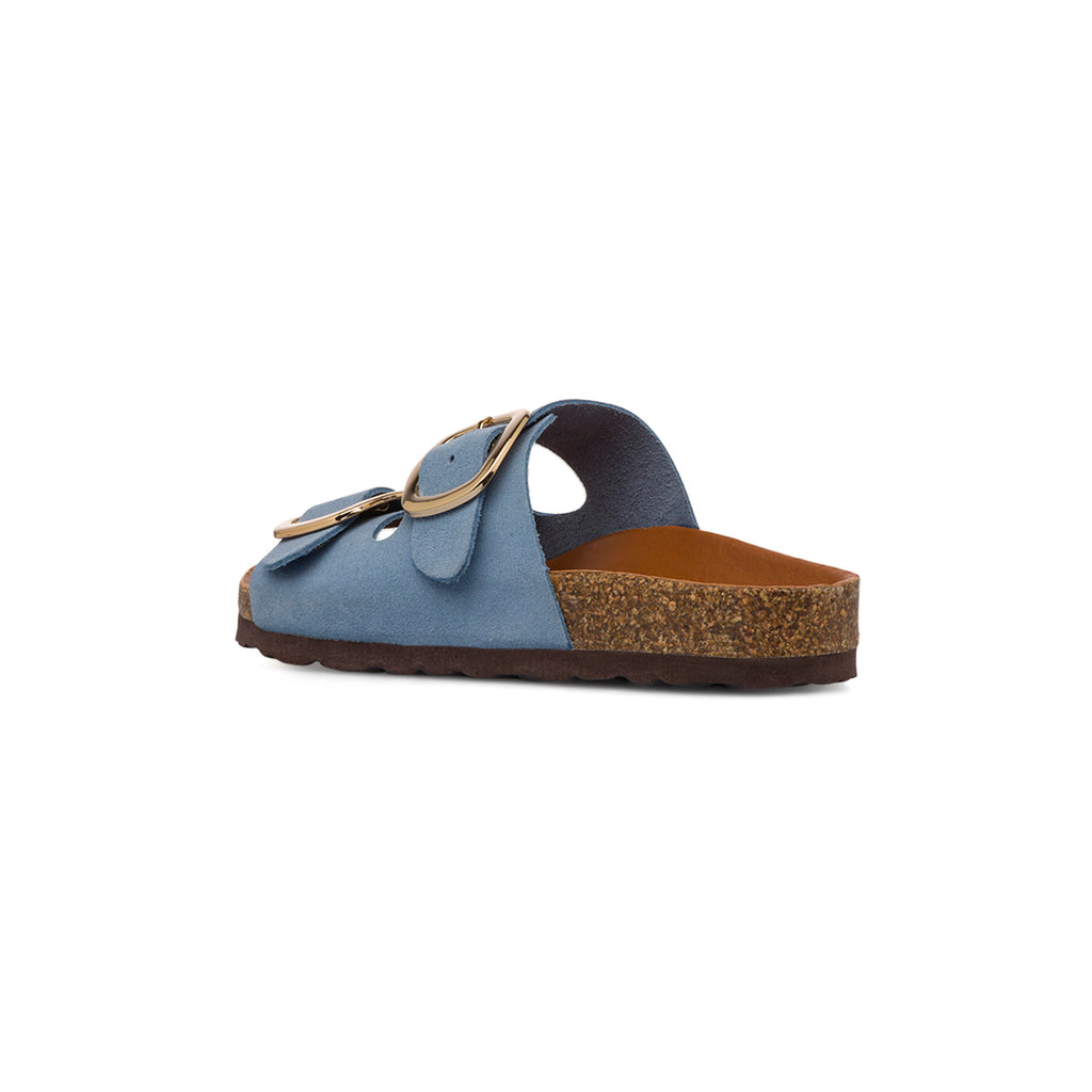 Ciabatte azzurre da Donna in pelle con Fibbie P Essentials