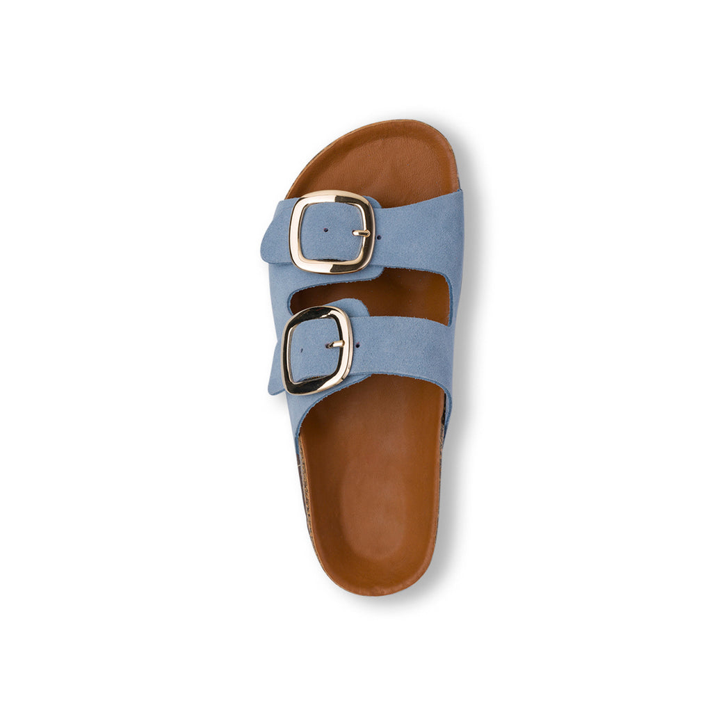 Ciabatte azzurre da Donna in pelle con Fibbie P Essentials