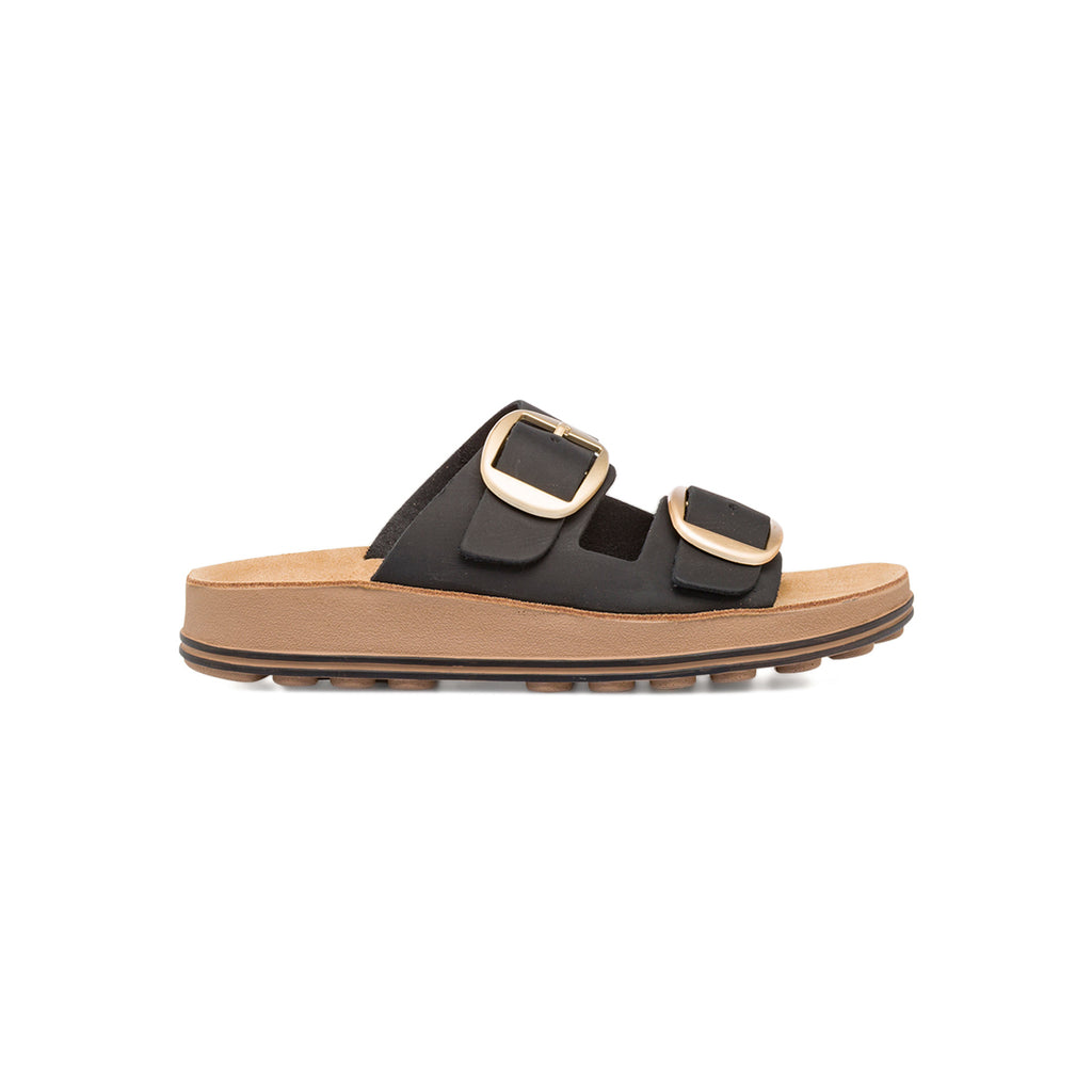 Ciabatte nere da Donna in pelle con fibbie Lumberjack Karol