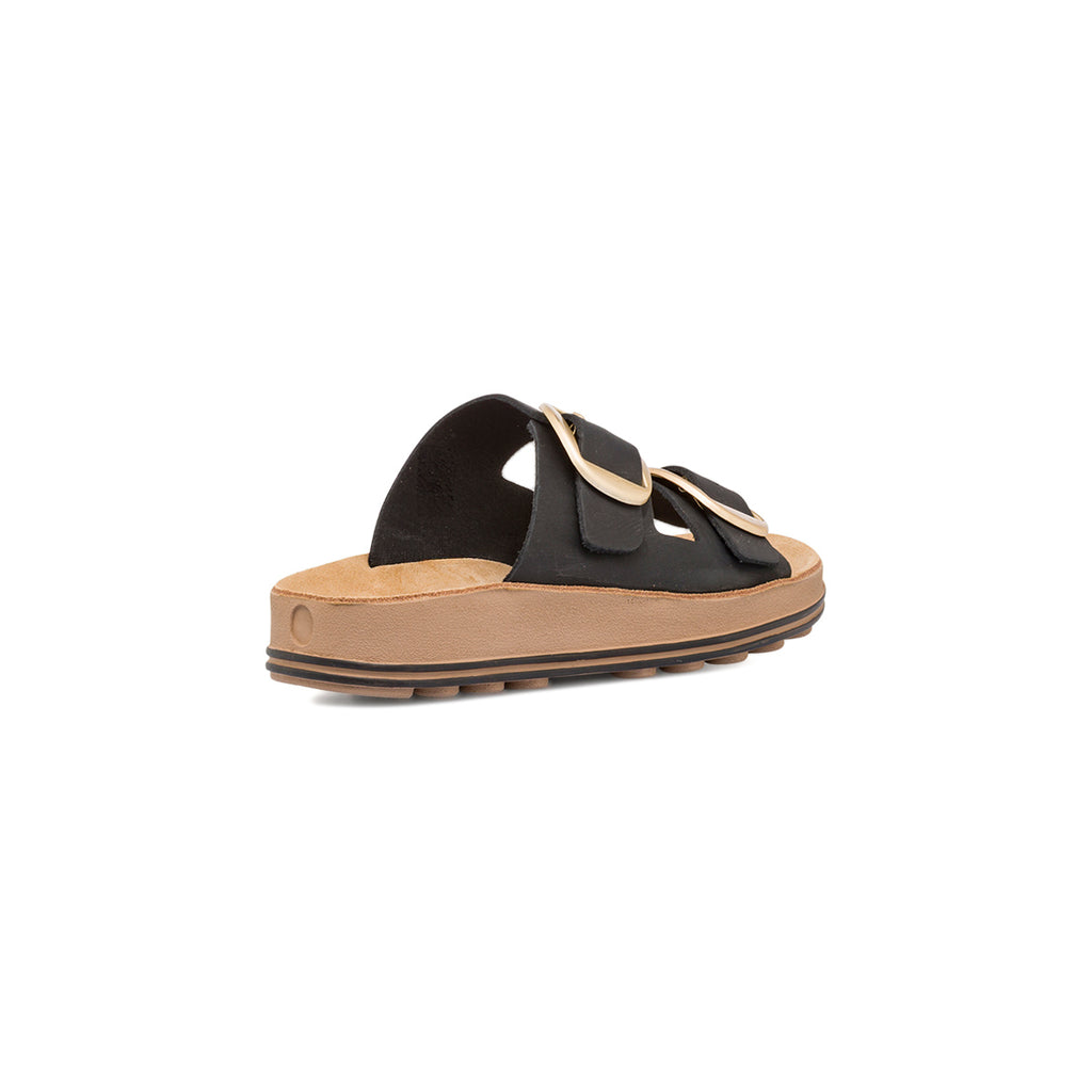 Ciabatte nere da Donna in pelle con fibbie Lumberjack Karol