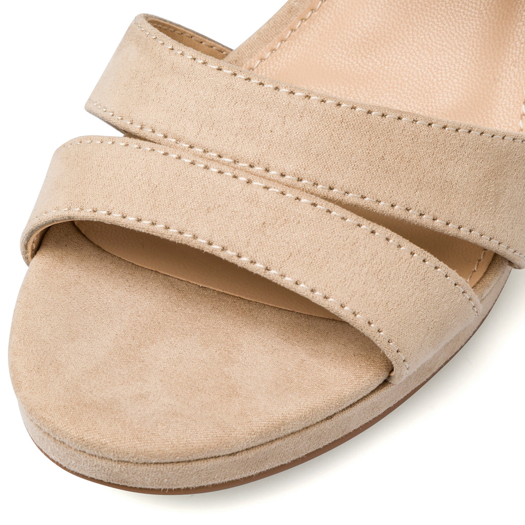 Sandali da donna effetto scamosciato taupe con tacco a blocco 8,5 cm Lora Ferres