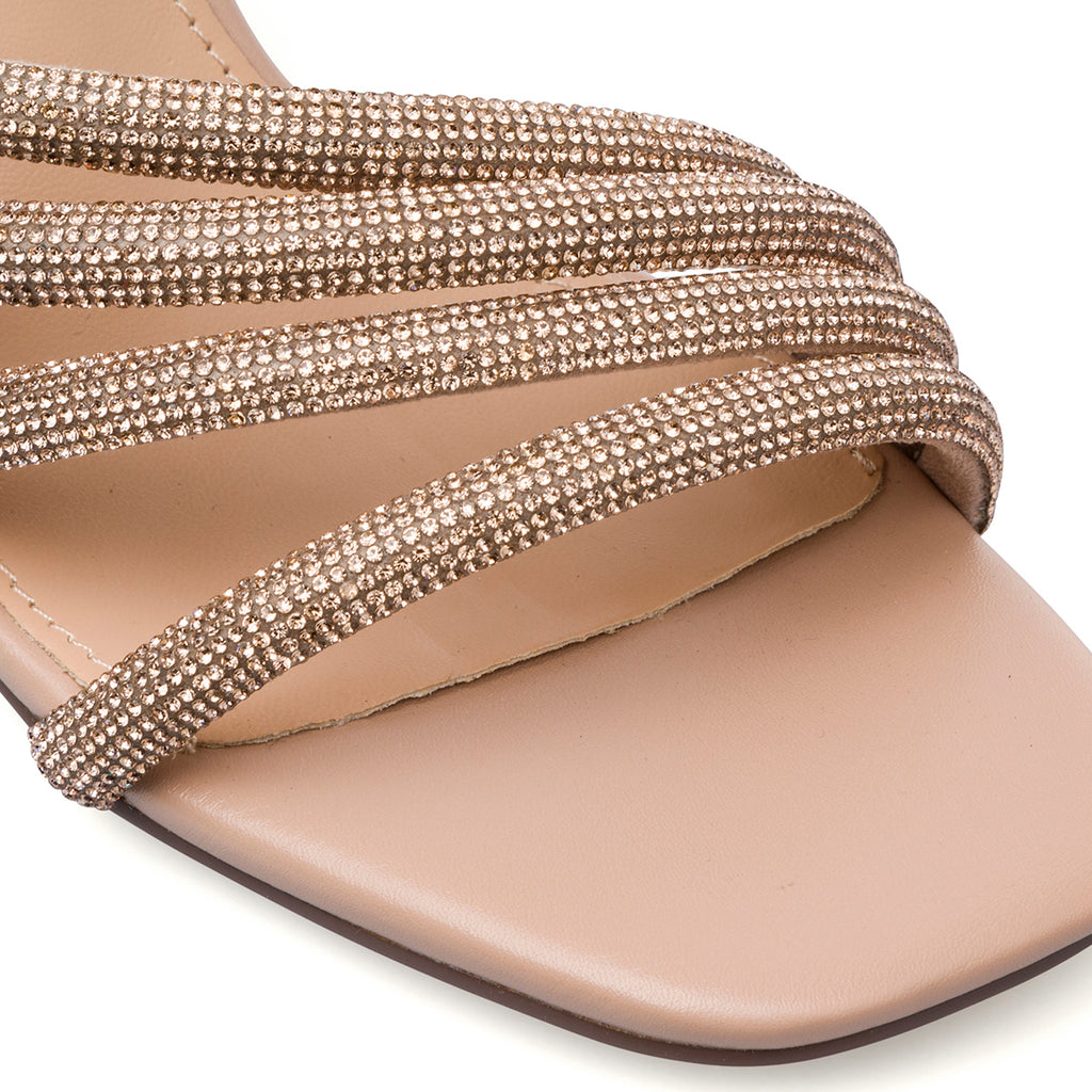 Sandali nude da Donna con tacco blocco 8,5 cm e dettagli strass Lora Ferres