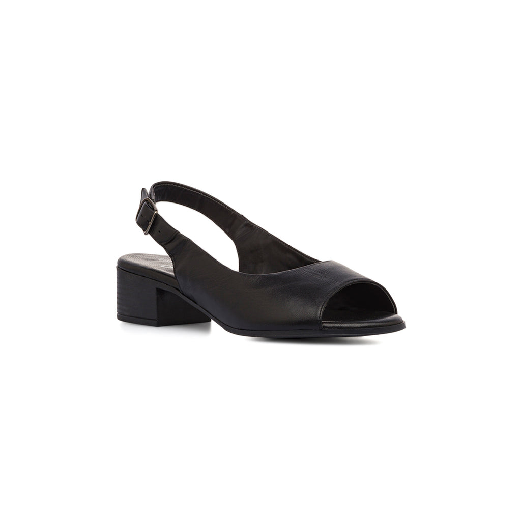 Sandali neri da Donna in pelle con cinturino alla caviglia e tacco 3,5 cm P Essentials