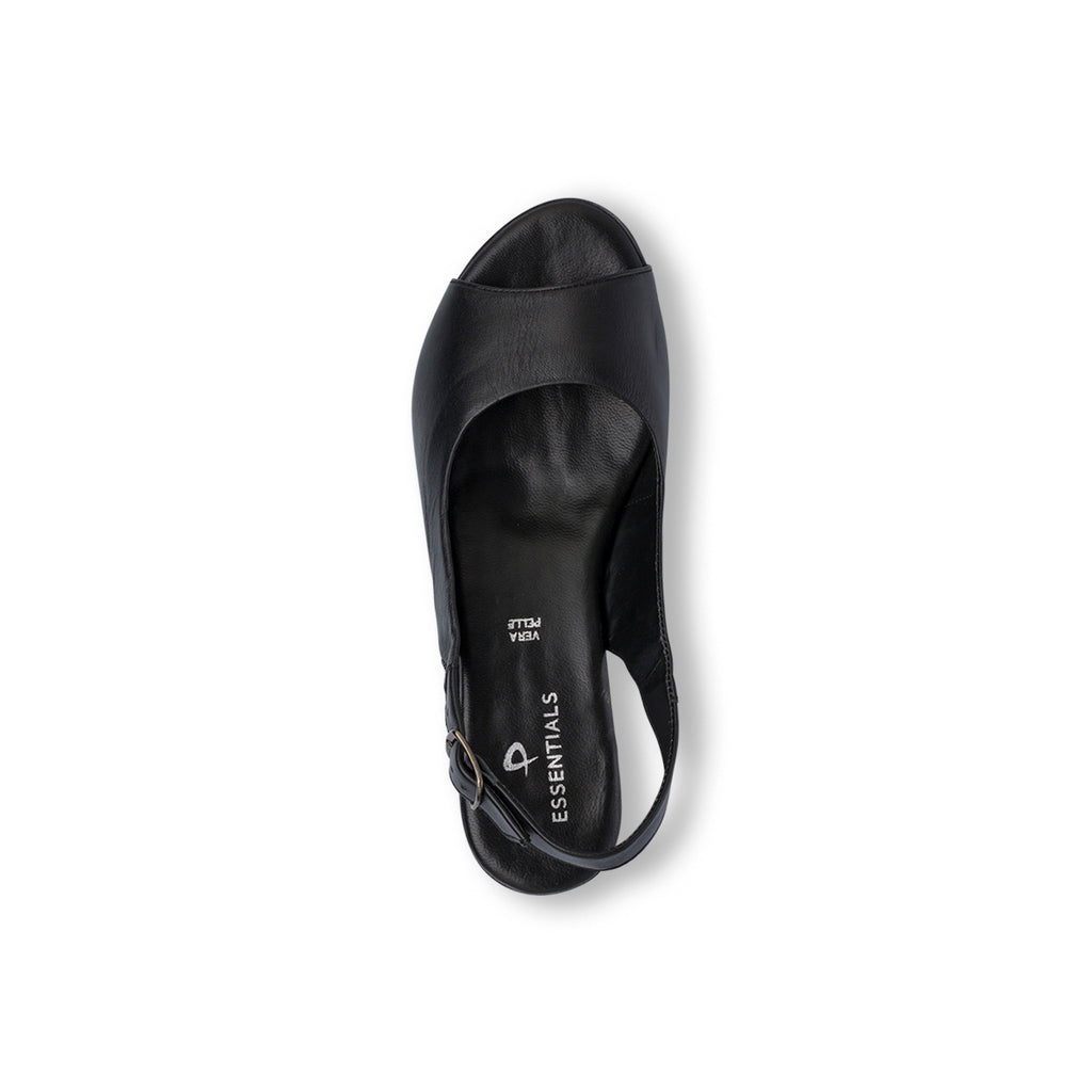Sandali neri da Donna in pelle con cinturino alla caviglia e tacco 3,5 cm P Essentials