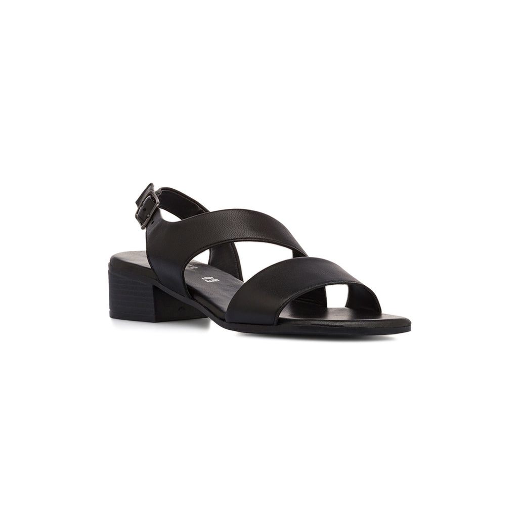 Sandali neri da Donna in pelle con cinturino alla caviglia e tacco 3,5 cm P Essentials