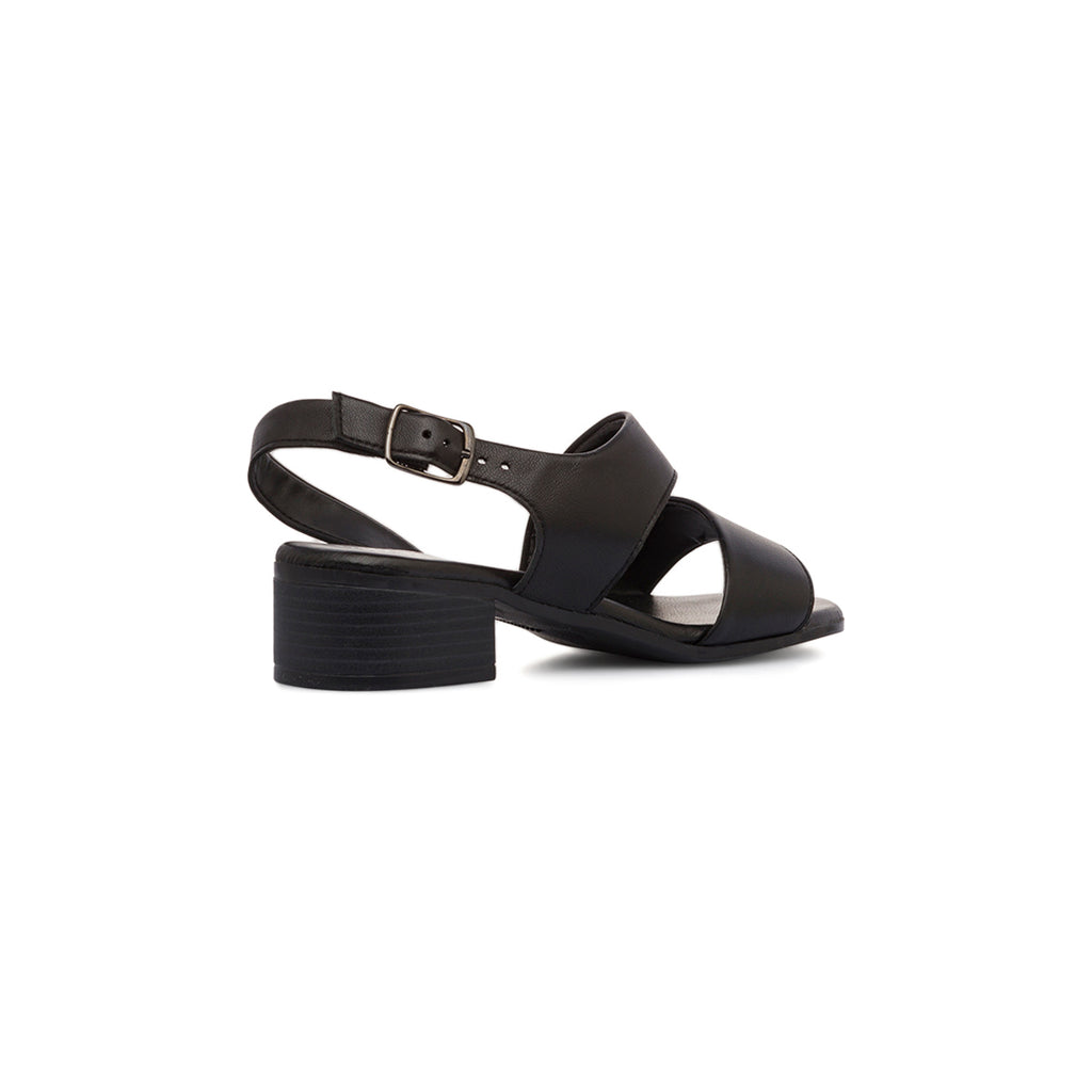 Sandali neri da Donna in pelle con cinturino alla caviglia e tacco 3,5 cm P Essentials