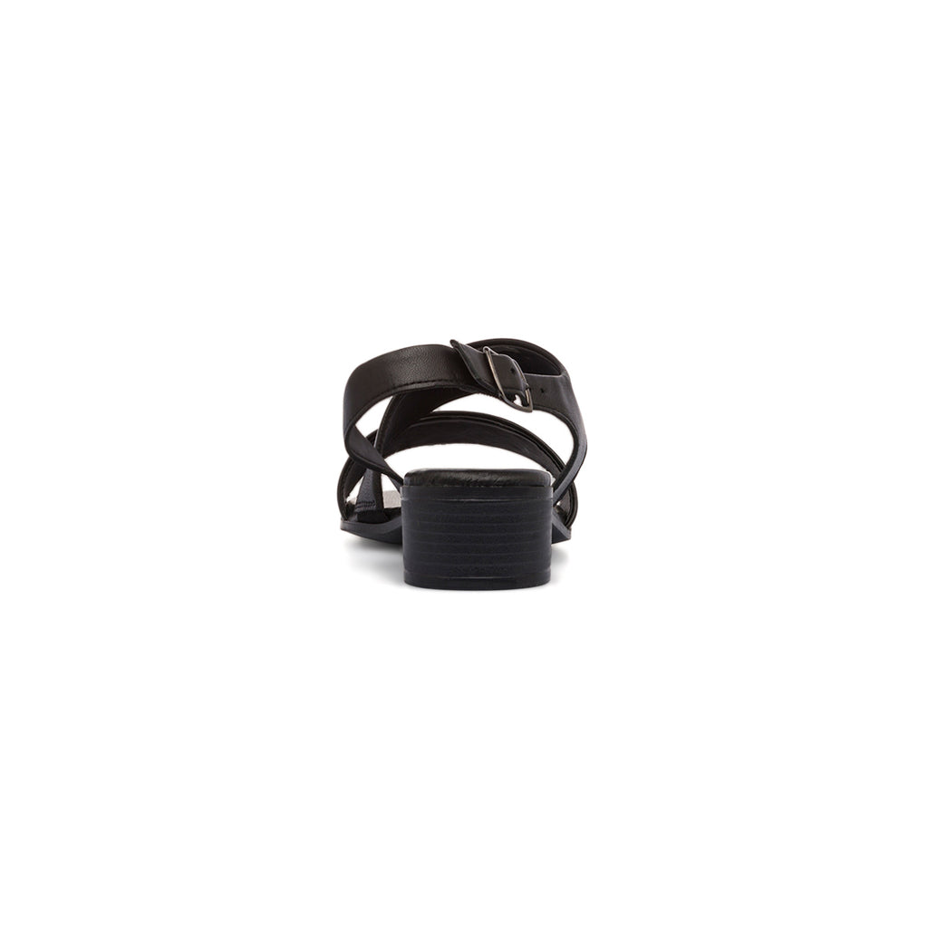 Sandali neri da Donna in pelle con cinturino alla caviglia e tacco 3,5 cm P Essentials