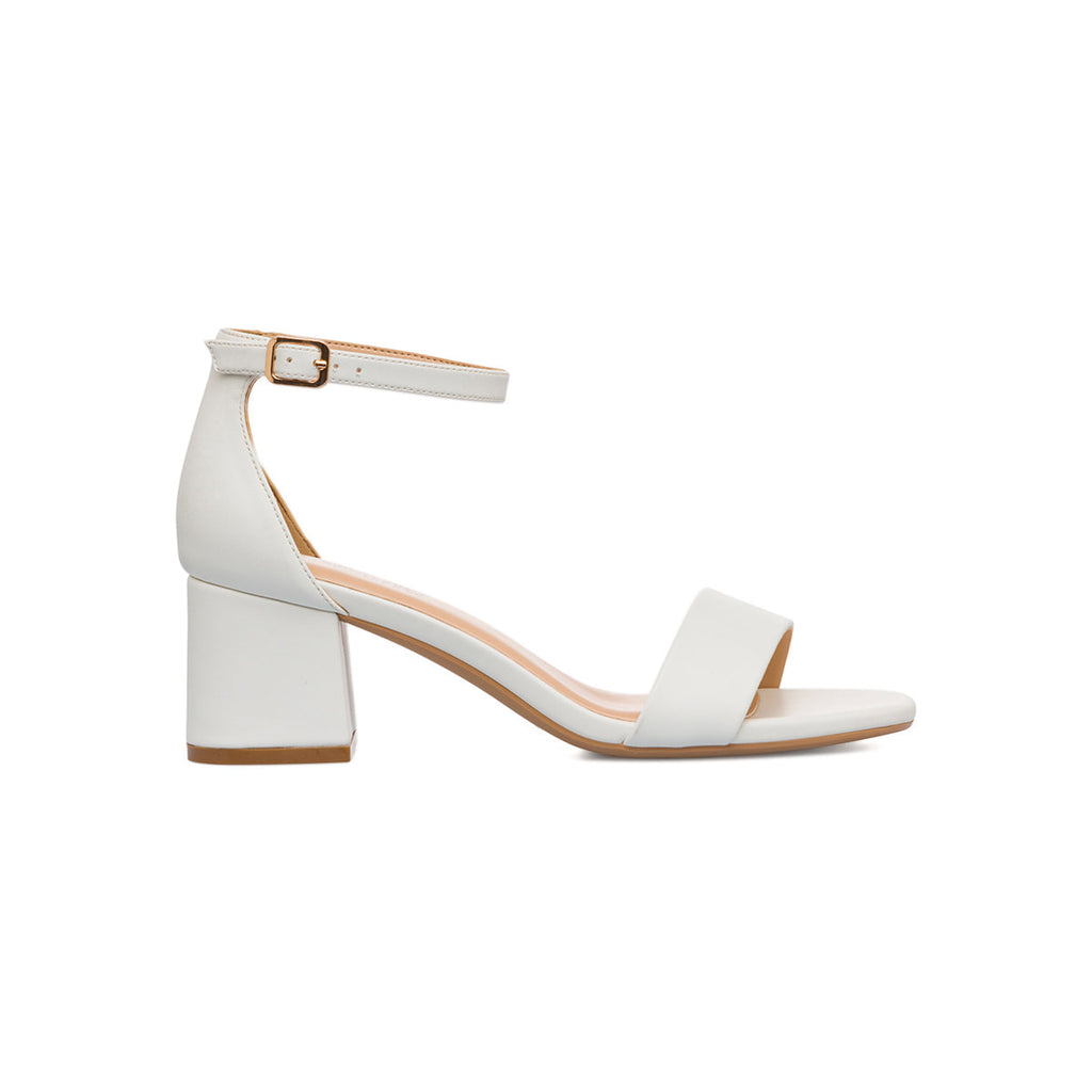 Sandali Bianchi da Donna con Tacco a Rocchetto 5,5 cm Lora Ferres