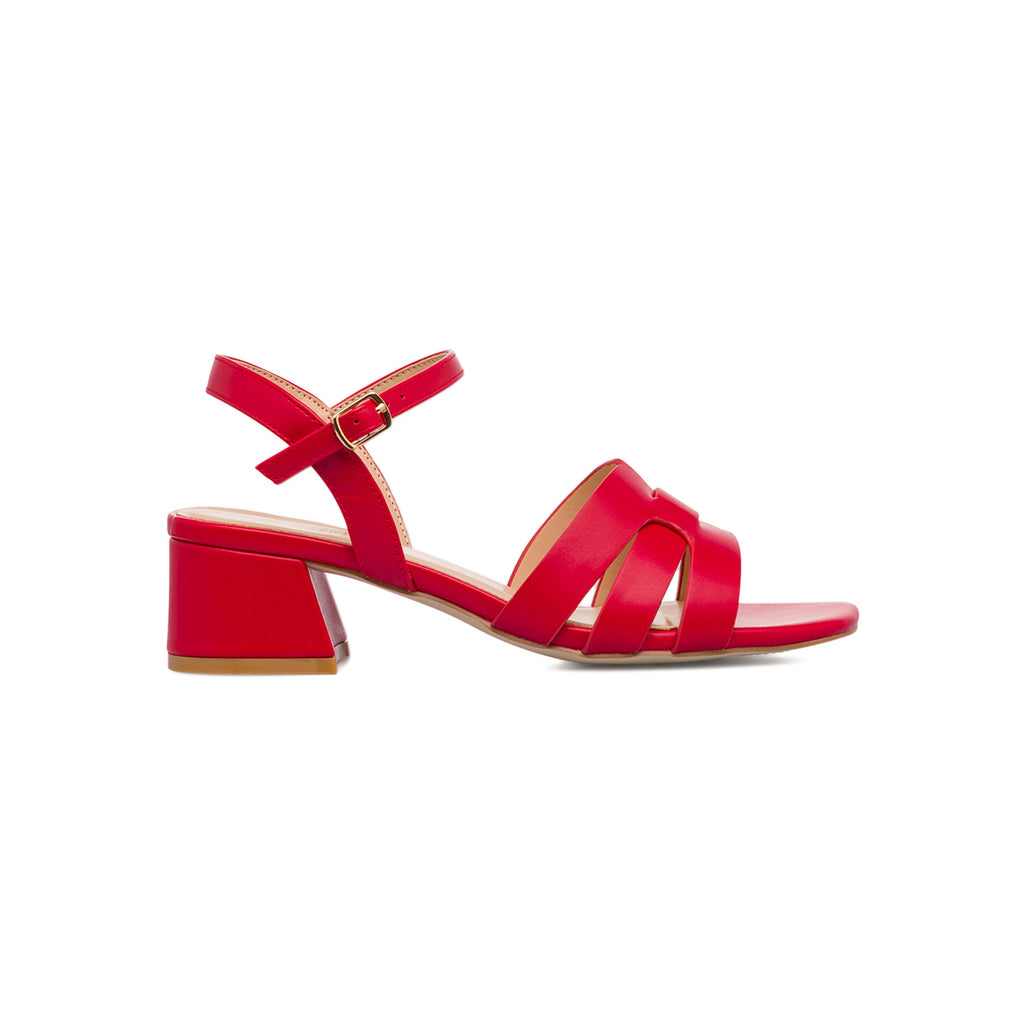 Sandali rossi da Donna con motivo incrociato 5 cm Lora Ferres