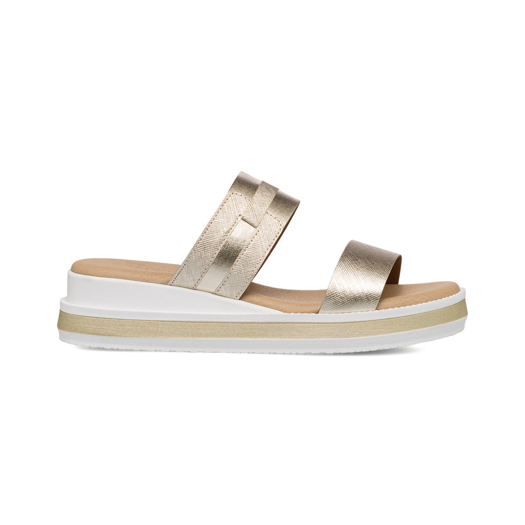 Sandali da donna bianchi e platino con zeppa 4,5 cm P Soft