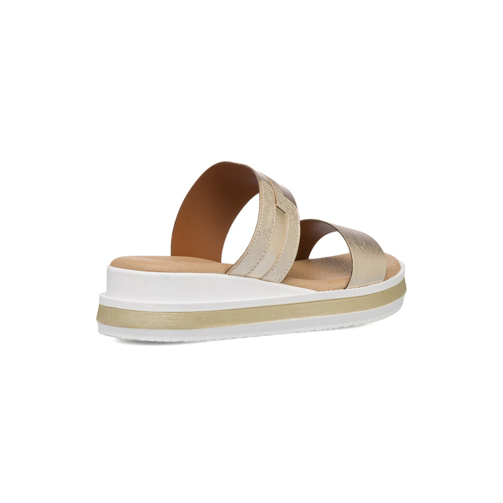 Sandali da donna bianchi e platino con zeppa 4,5 cm P Soft