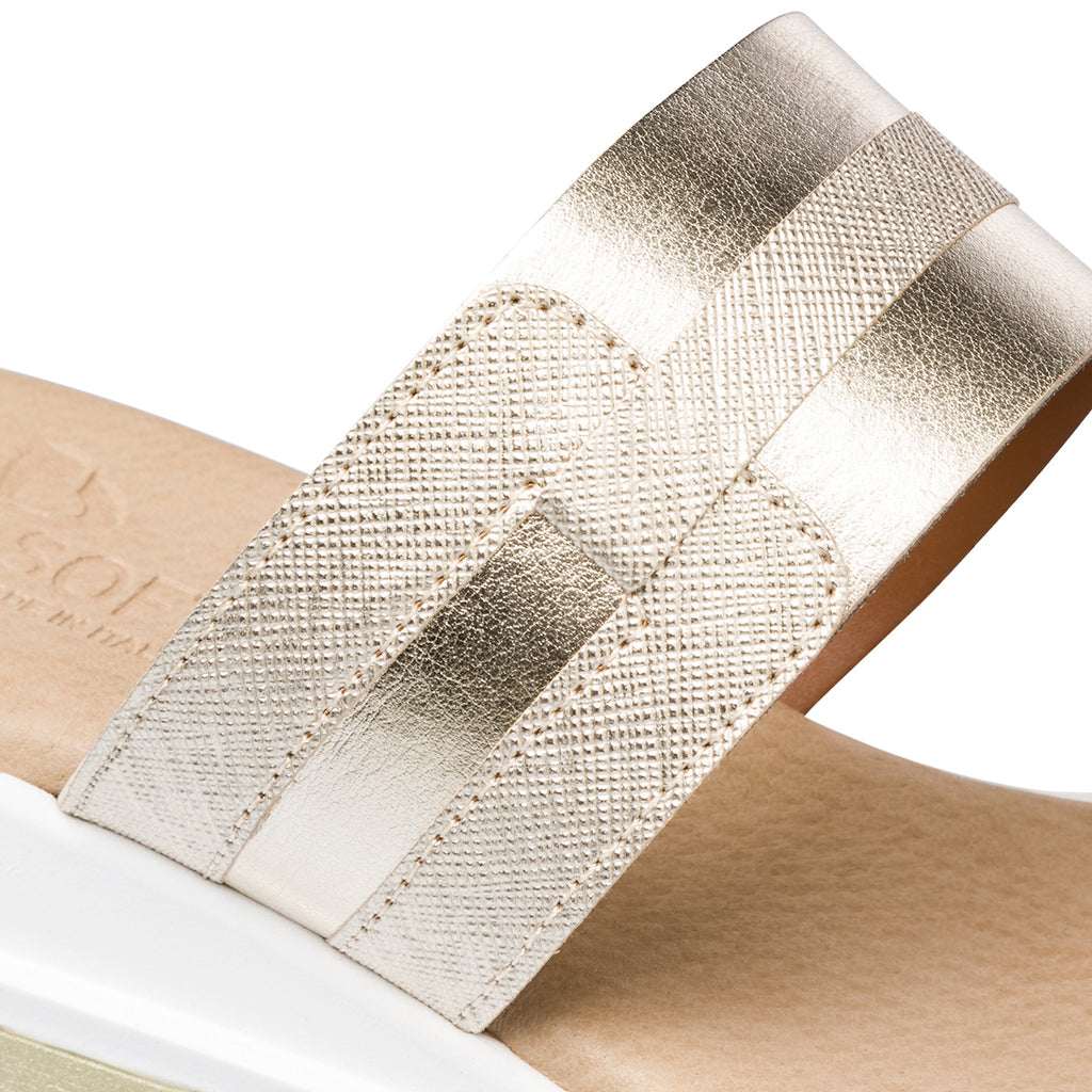Sandali da donna bianchi e platino con zeppa 4,5 cm P Soft