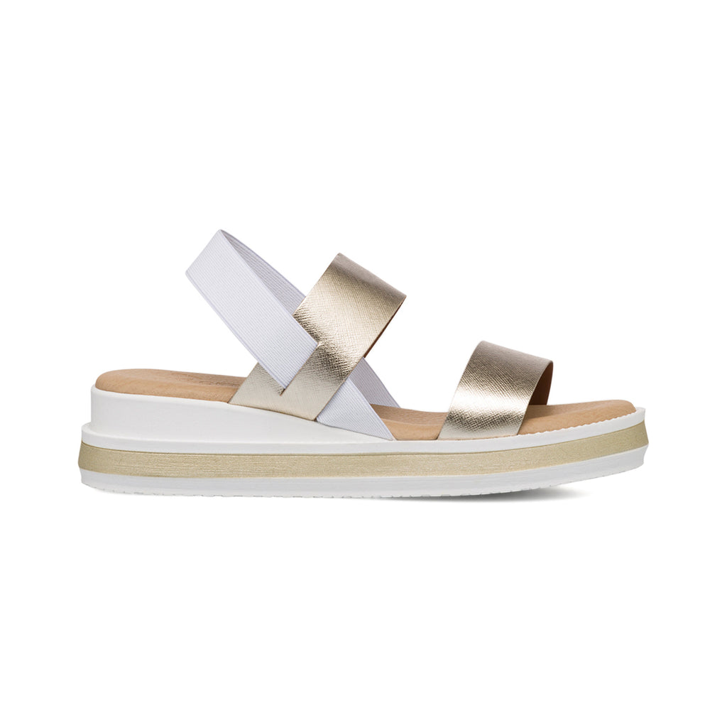Sandali da donna platino e bianco con zeppa 4,5 cm P Soft