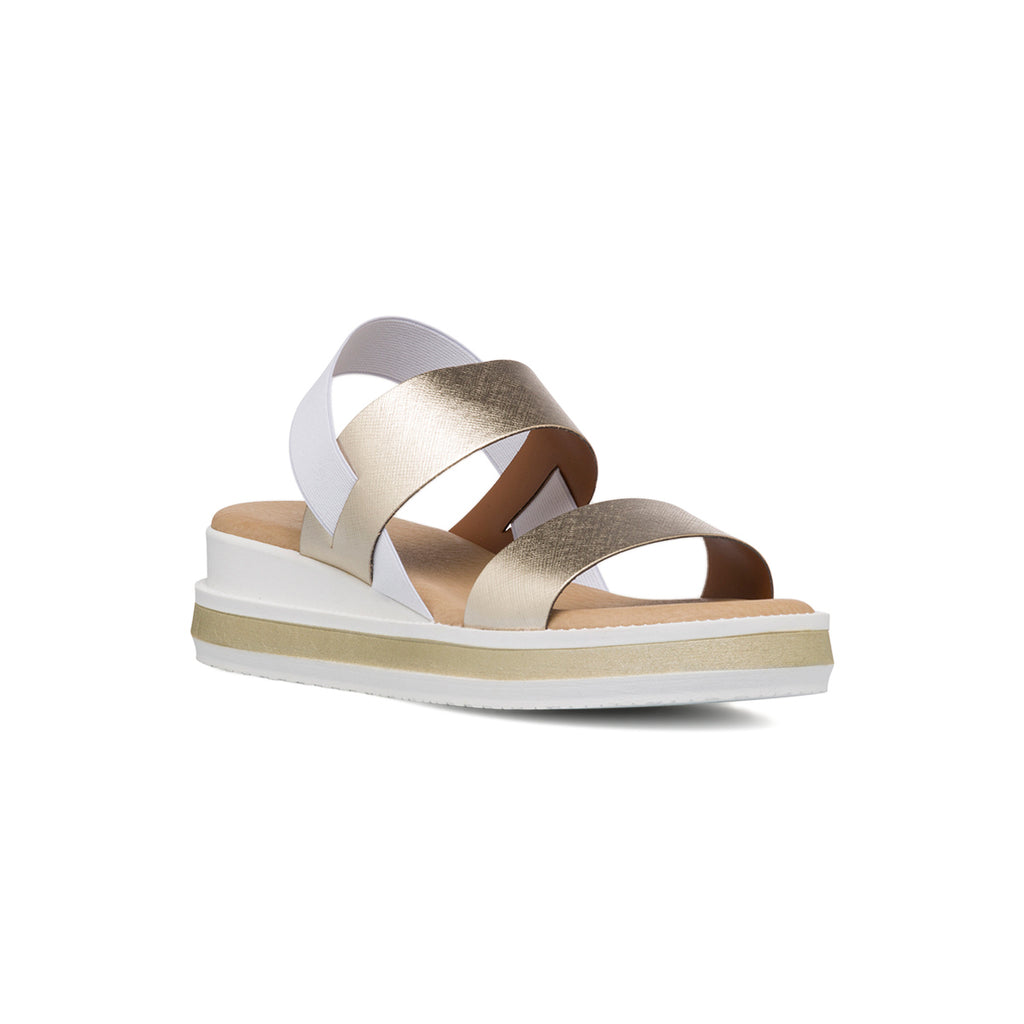 Sandali da donna platino e bianco con zeppa 4,5 cm P Soft