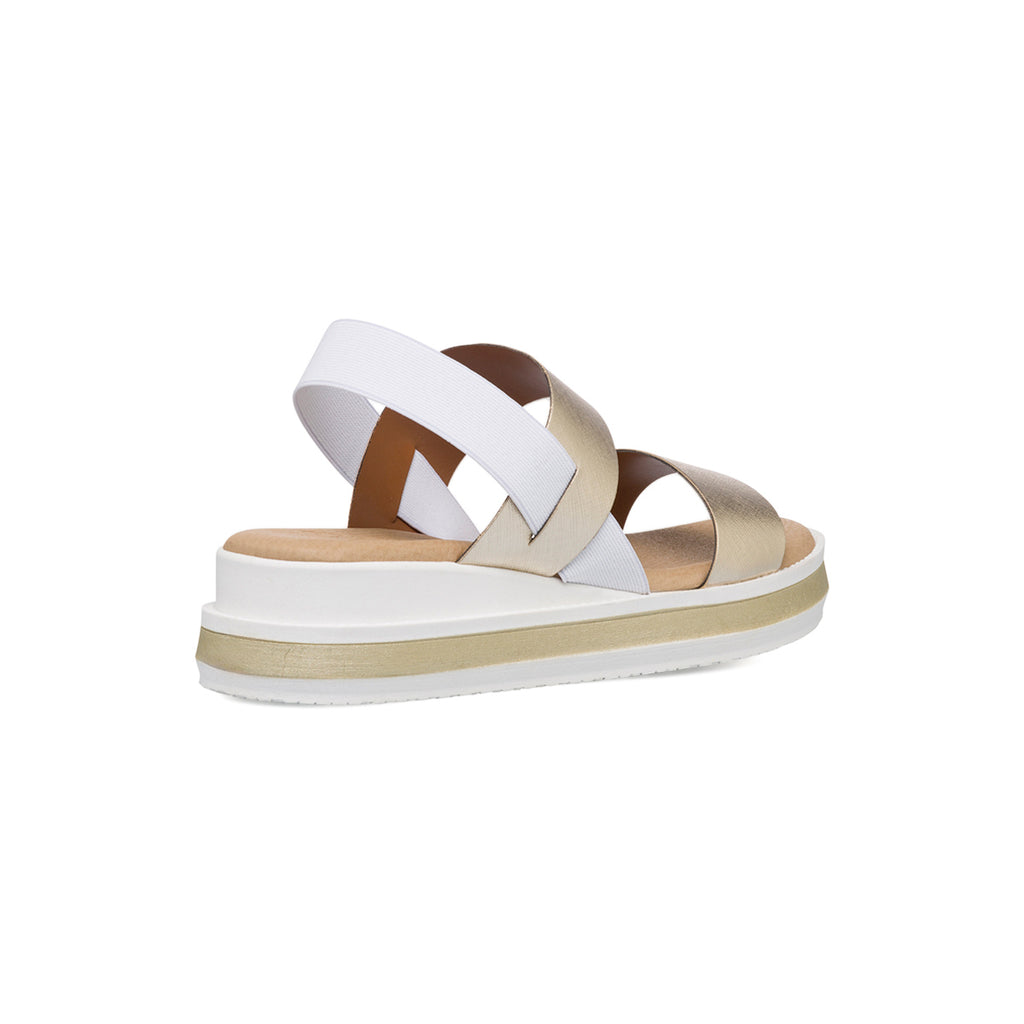 Sandali da donna platino e bianco con zeppa 4,5 cm P Soft