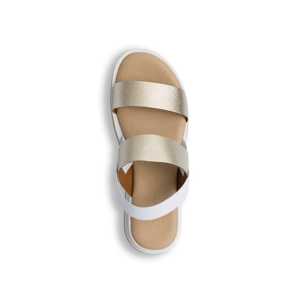Sandali da donna platino e bianco con zeppa 4,5 cm P Soft