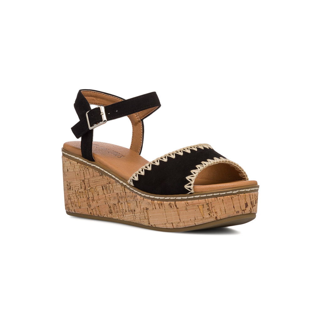 Sandali Zeppe da Donna Neri con motivo ricamato Lora Ferres