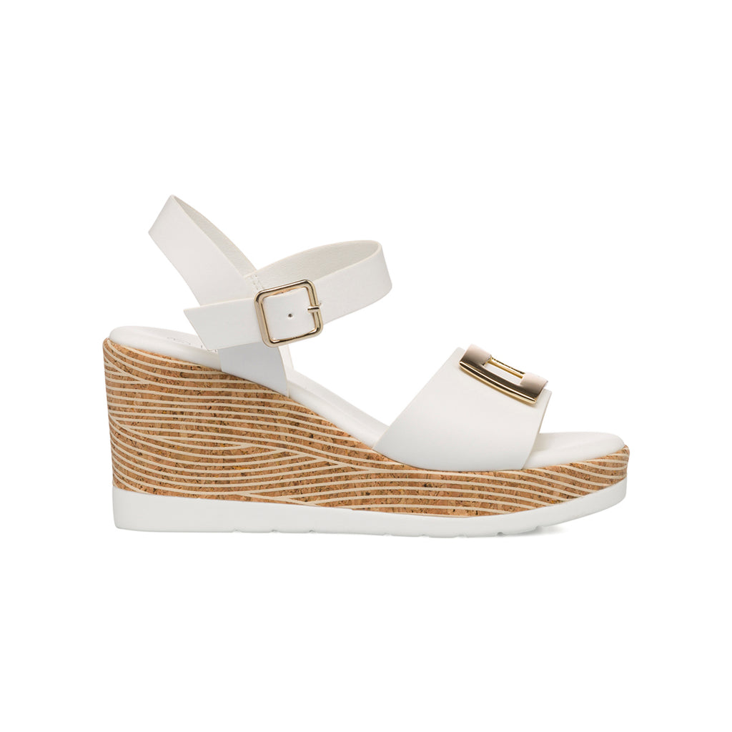 Sandali da donna con zeppa 8,5 cm bianchi Swish Jeans