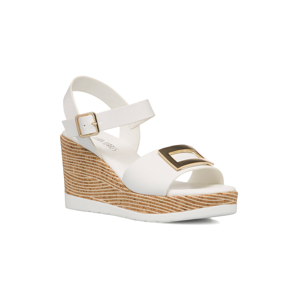 Sandali da donna con zeppa 8,5 cm bianchi Swish Jeans