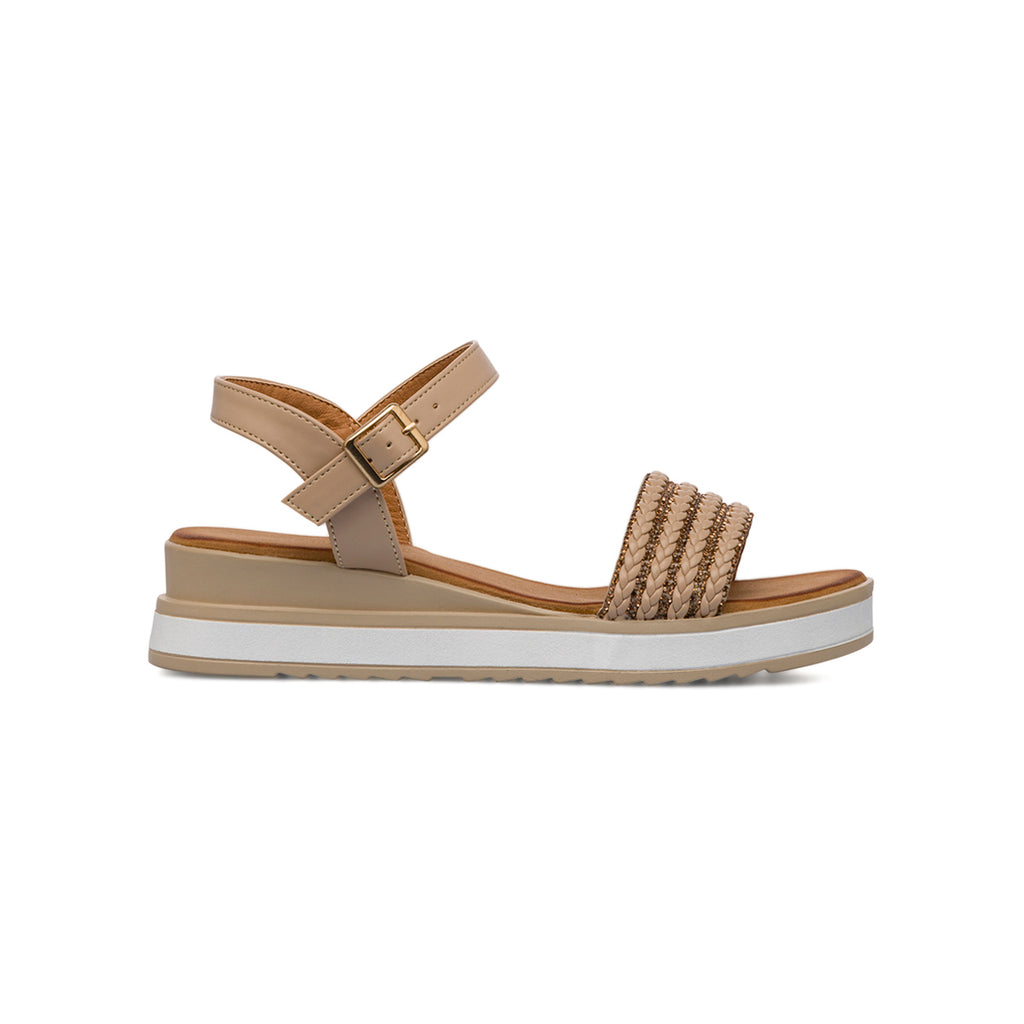 Sandali Zeppe beige da Donna con cinturino e dettagli glitter Lora Ferres