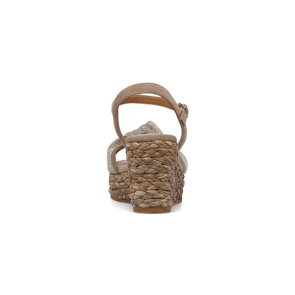Sandali Zeppe 8,5 cm beige da Donna con fiocco glitter Lora Ferres
