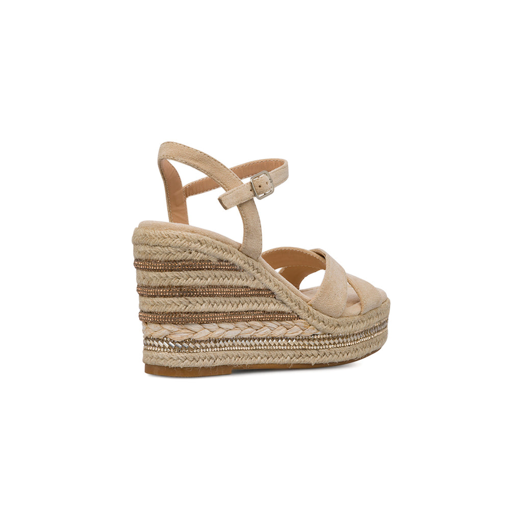 Sandali Zeppe Beige da Donna con inserti in strass e tacco 8,5 cm Lora Ferres