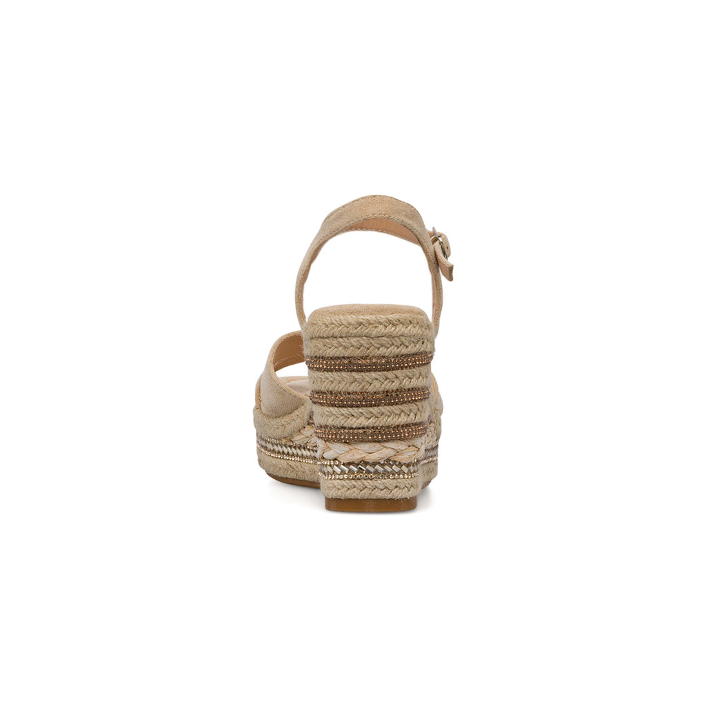 Sandali Zeppe Beige da Donna con inserti in strass e tacco 8,5 cm Lora Ferres