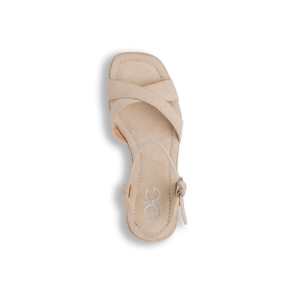 Sandali Zeppe Beige da Donna con inserti in strass e tacco 8,5 cm Lora Ferres