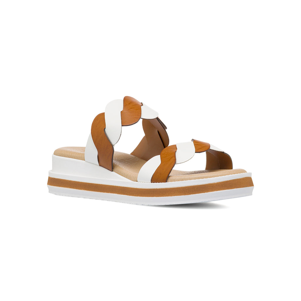 Ciabatte comfort da Donna bianchi e marroni con motivo incrociato P Soft