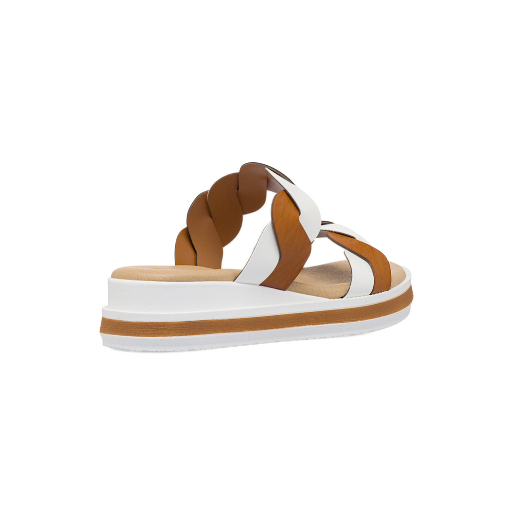 Ciabatte comfort da Donna bianchi e marroni con motivo incrociato P Soft