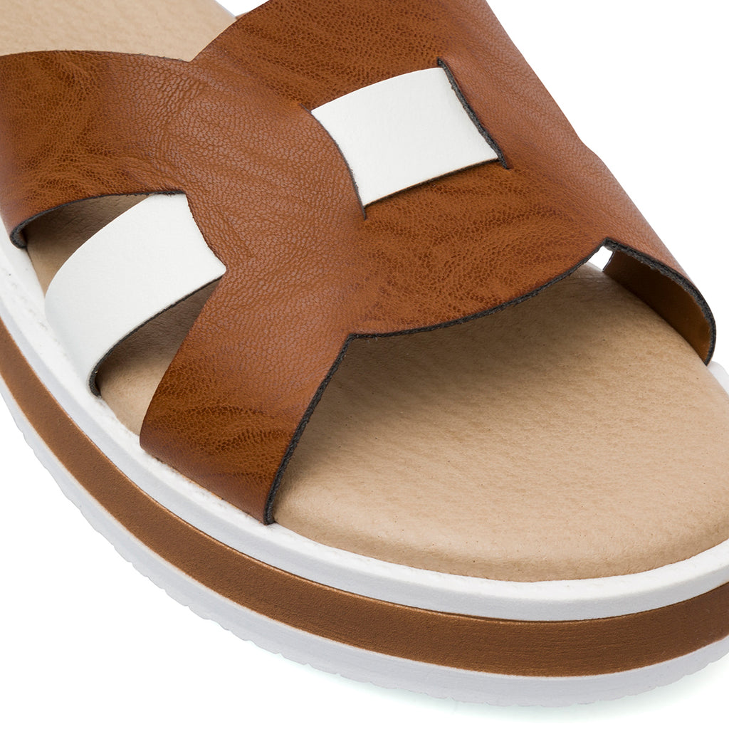 Ciabatte Comfort da Donna marroni con inserto incrociato in contrasto P Soft