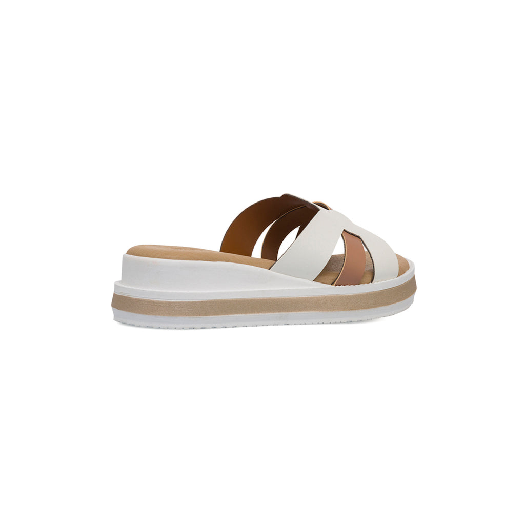 Ciabatte Comfort da Donna Bianche con inserto in contrasto beige P Soft
