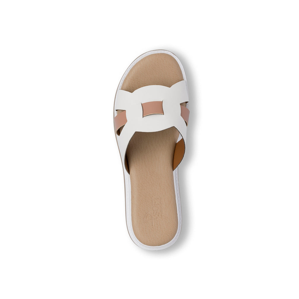 Ciabatte Comfort da Donna Bianche con inserto in contrasto beige P Soft