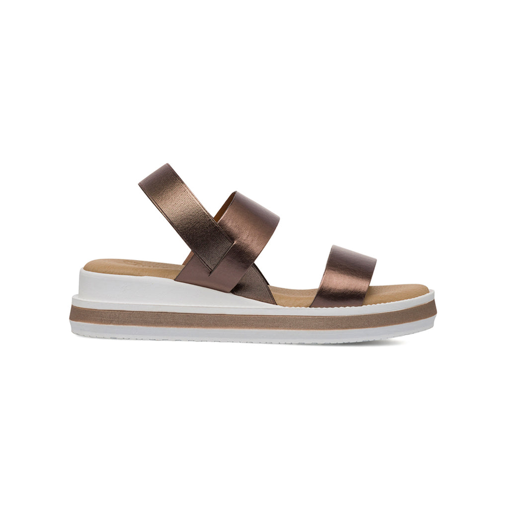 Sandali Comfort marrone metallizzato da Donna con doppia fascia P Soft