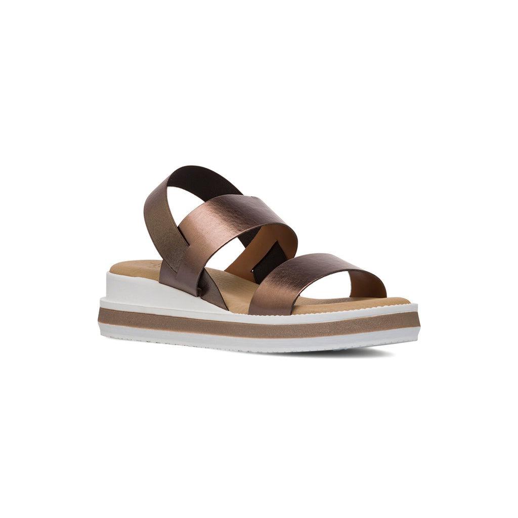 Sandali Comfort marrone metallizzato da Donna con doppia fascia P Soft