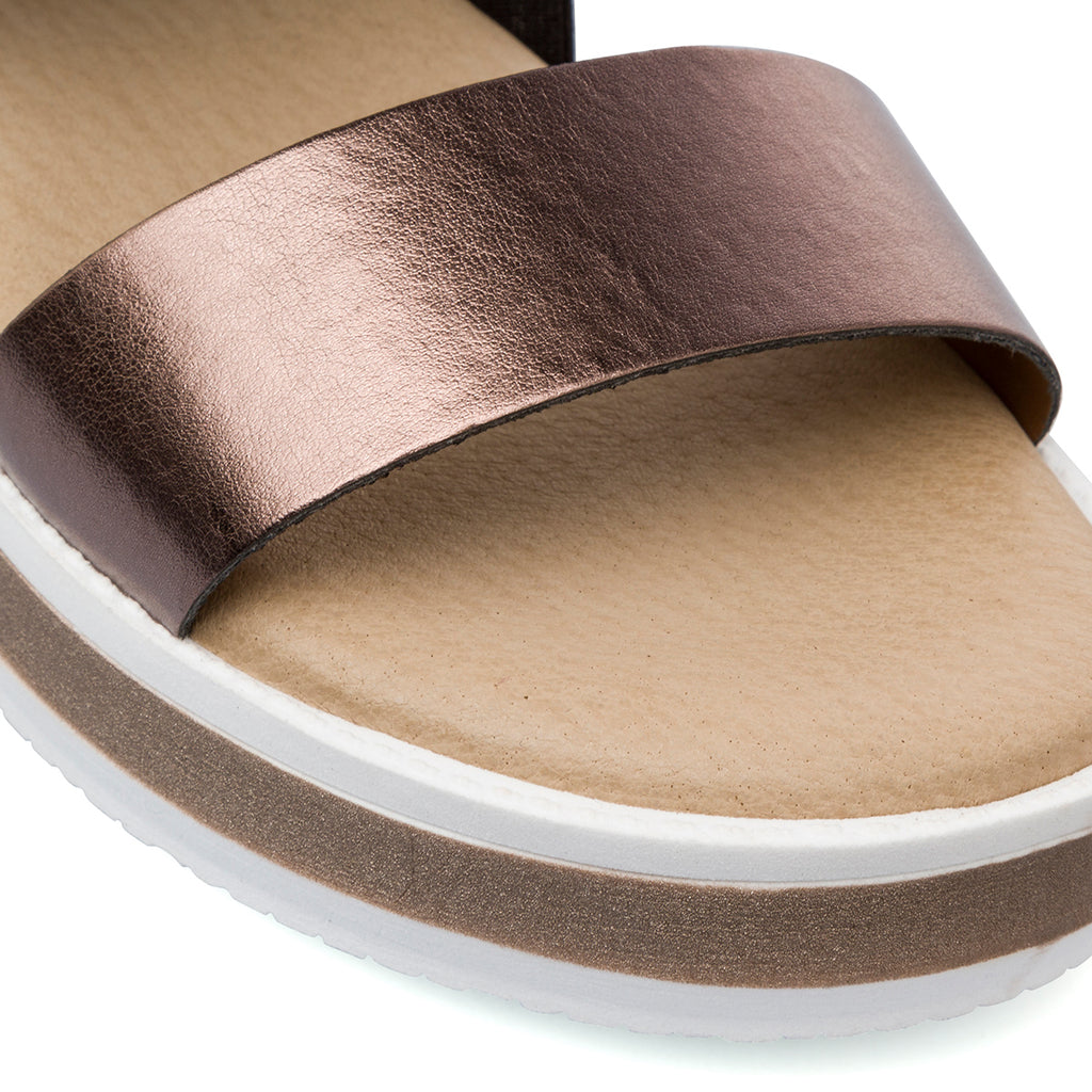 Sandali Comfort marrone metallizzato da Donna con doppia fascia P Soft