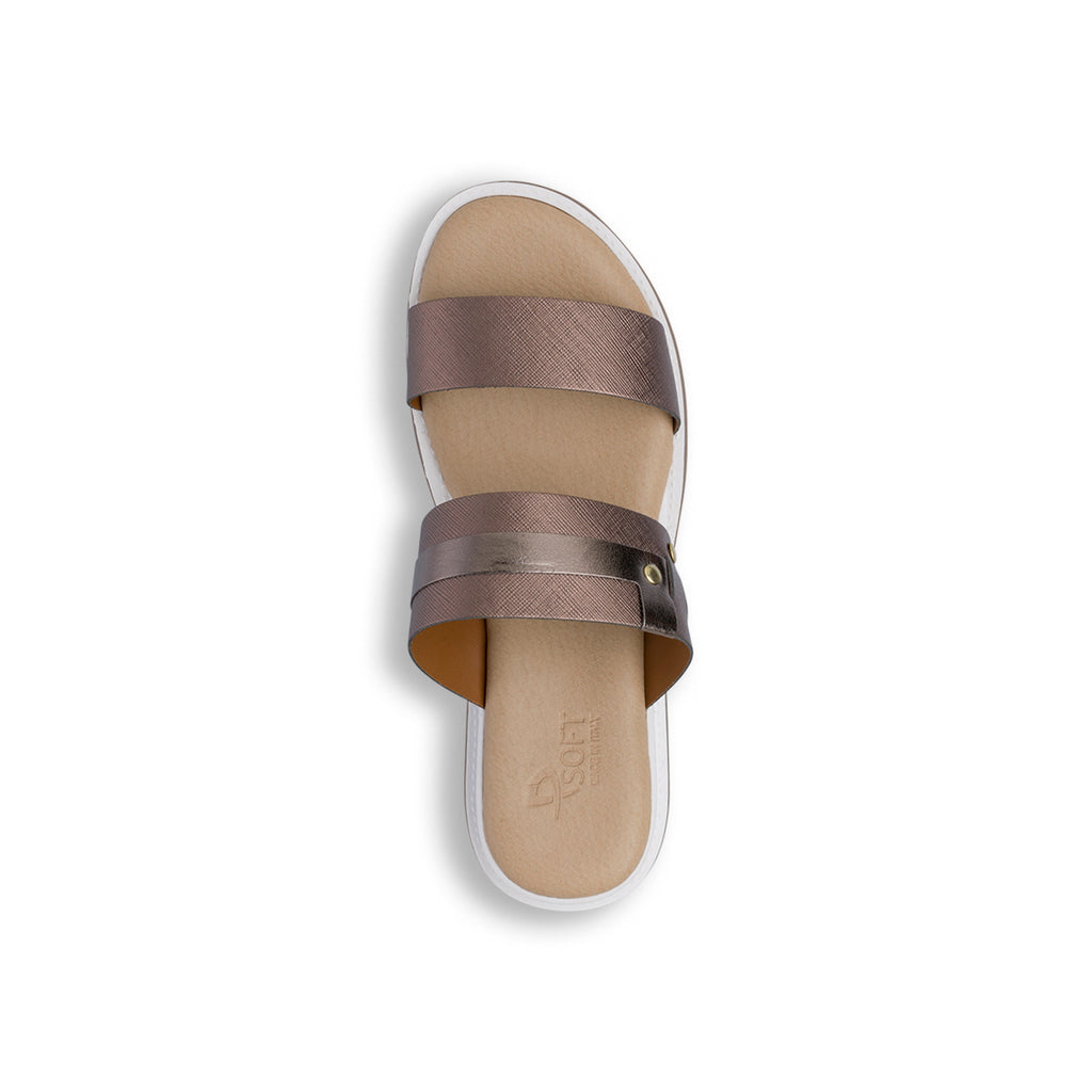 Sandali Comfort colore bronzo da Donna con doppia fascia P Soft