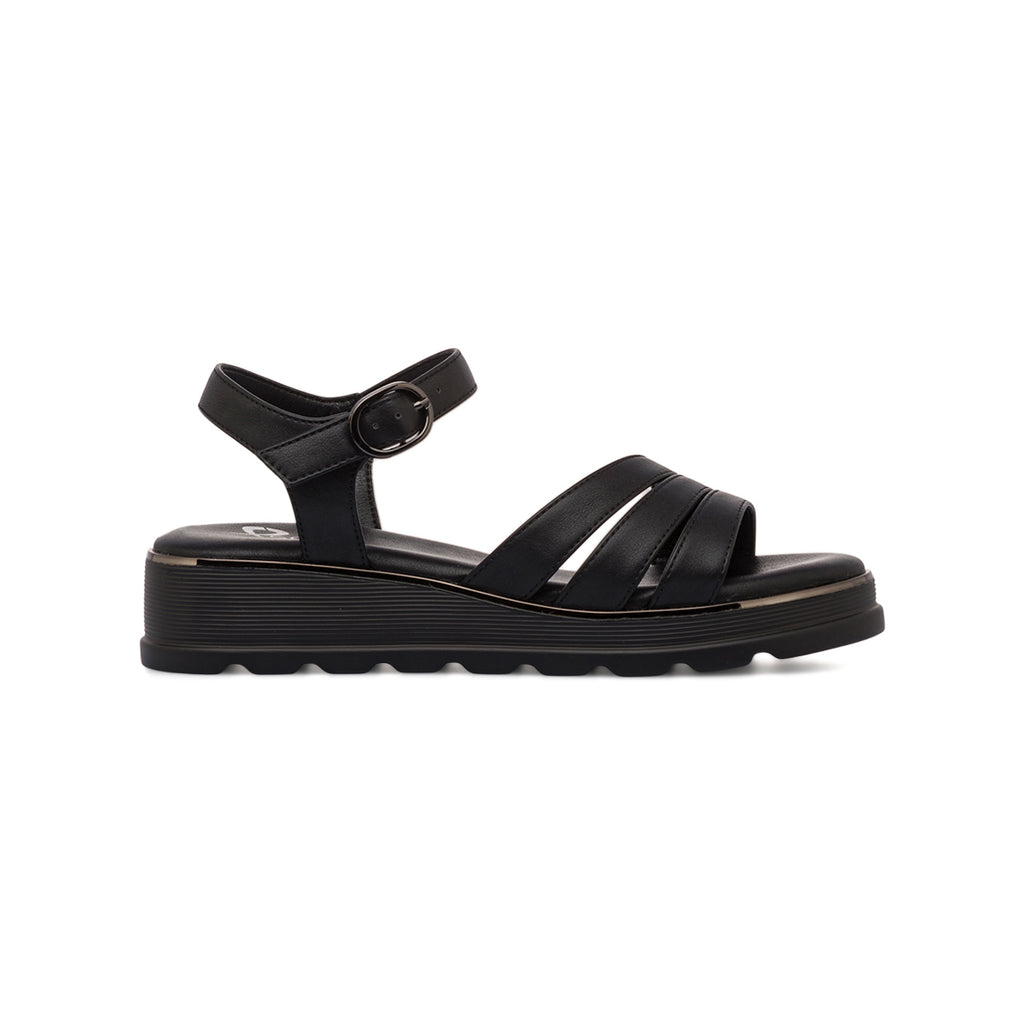 Sandali Zeppe Neri da Donna Comfort con cinturino P Soft