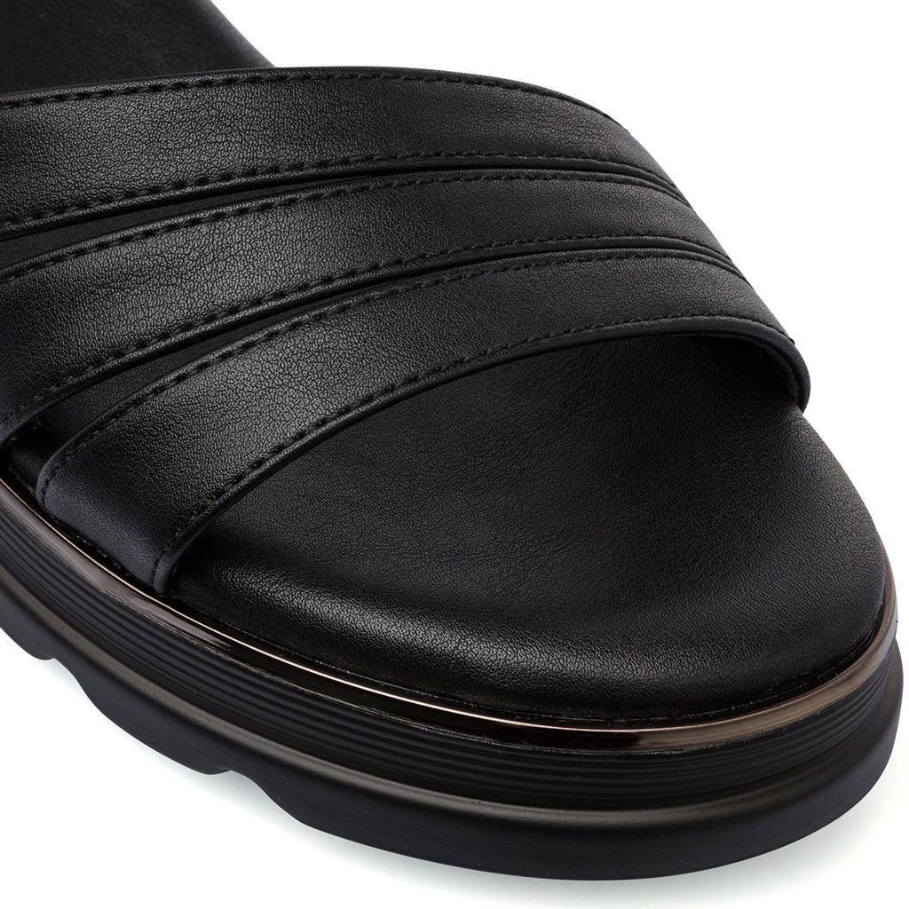 Sandali Zeppe Neri da Donna Comfort con cinturino P Soft