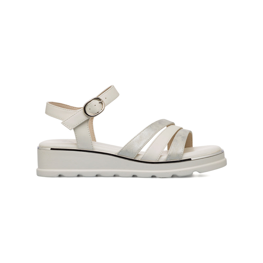 Sandali Zeppe Comfort Bianchi da Donna con cinturino regolabile P Soft