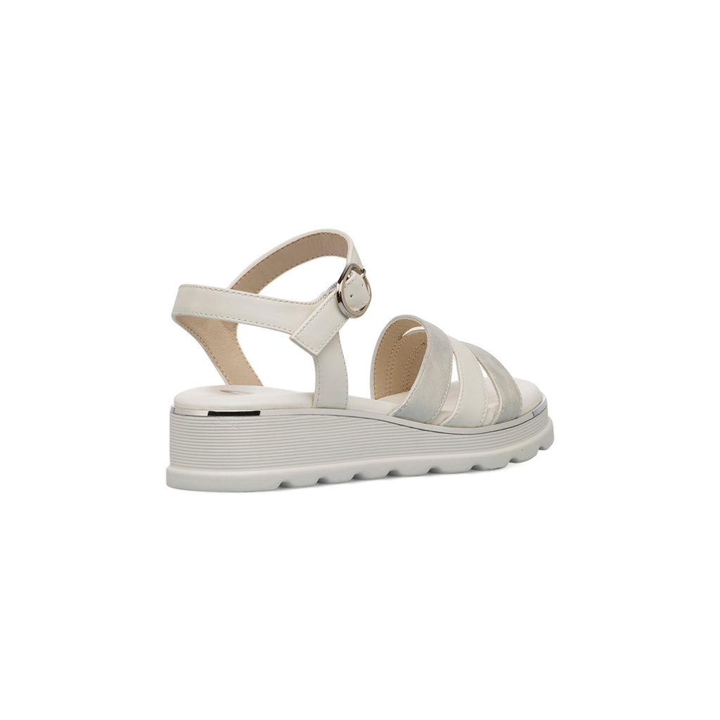 Sandali Zeppe Comfort Bianchi da Donna con cinturino regolabile P Soft