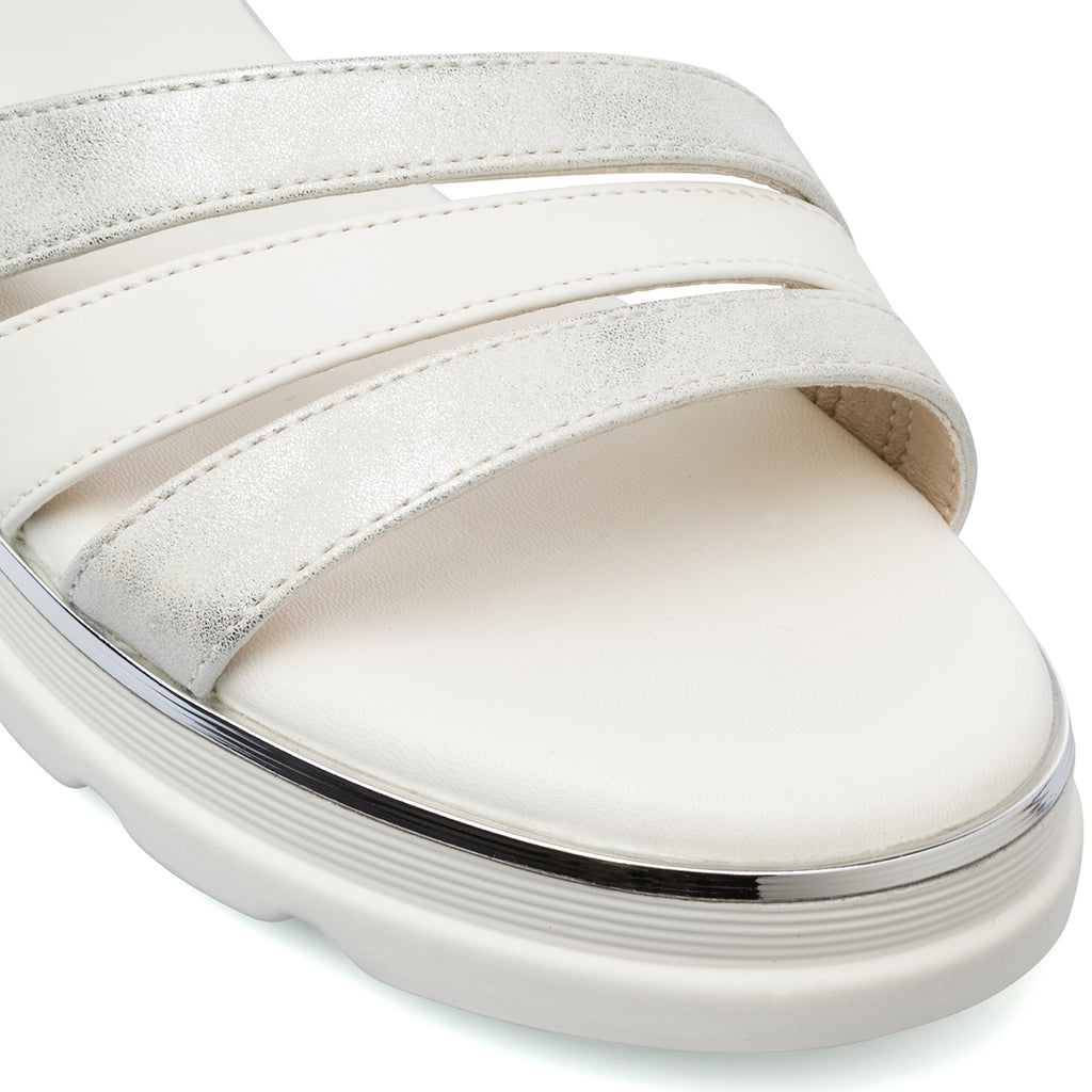 Sandali Zeppe Comfort Bianchi da Donna con cinturino regolabile P Soft