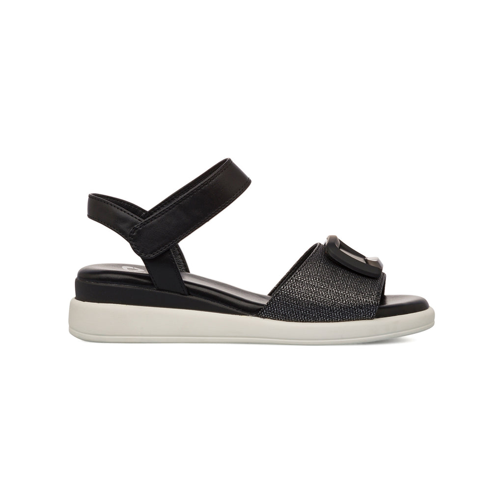 Sandali Comfort Neri da Donna con fibbia gioiello sulla tomaia P Soft