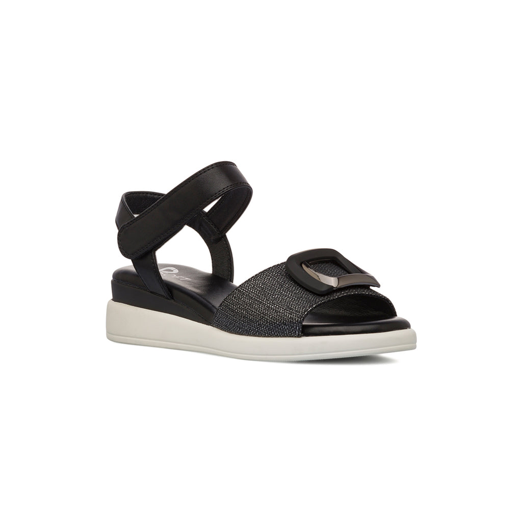Sandali Comfort Neri da Donna con fibbia gioiello sulla tomaia P Soft