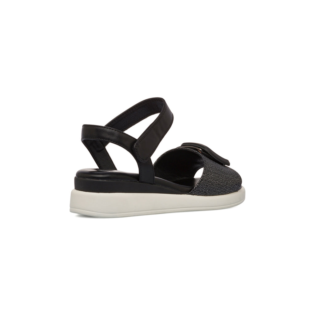 Sandali Comfort Neri da Donna con fibbia gioiello sulla tomaia P Soft