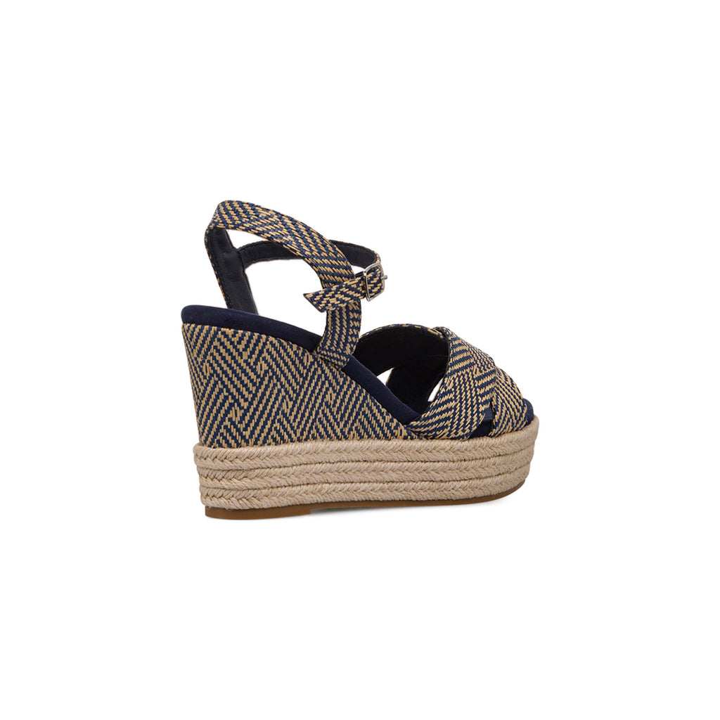 Sandali Zeppe Blu da Donna con tramatura effetto Rafia e tacco 9,5 cm Lora Ferres