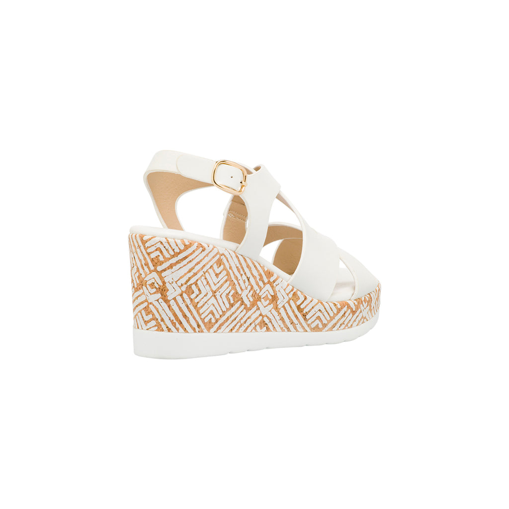 Sandali con zeppa Bianchi da Donna con tomaia incrociata e dettagli etnici Swish Jeans
