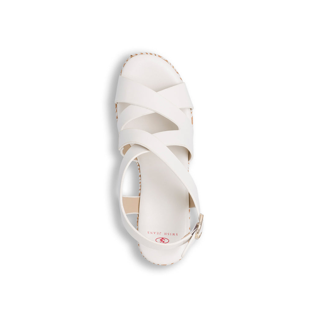 Sandali con zeppa Bianchi da Donna con tomaia incrociata e dettagli etnici Swish Jeans