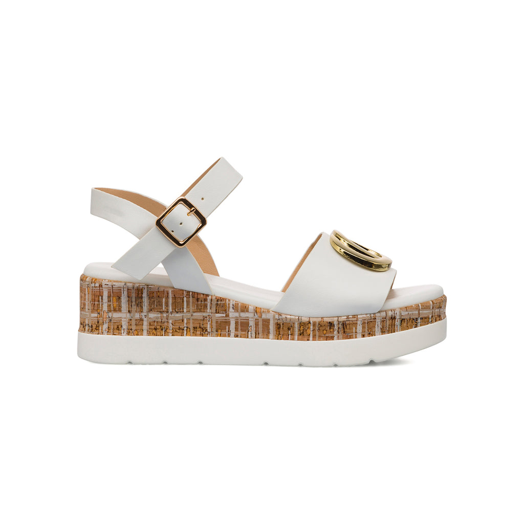 Sandali Zeppe Bianche da Donna con Fibbia Swish Jeans
